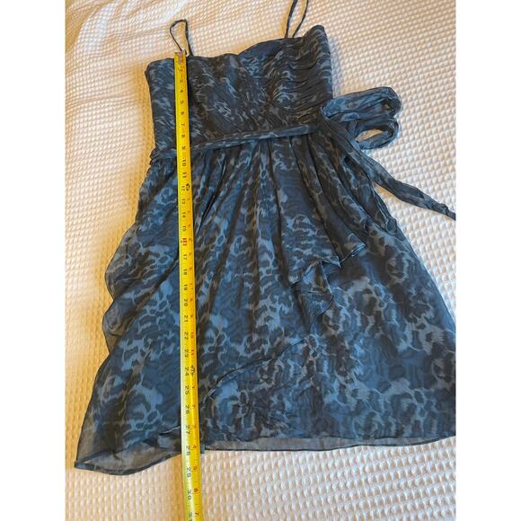 Rebecca Taylor Y2K Spaghetti Strap Cocktail Dark Gray Cheetah Mini Event Dress 8 - Picture 4 of 15